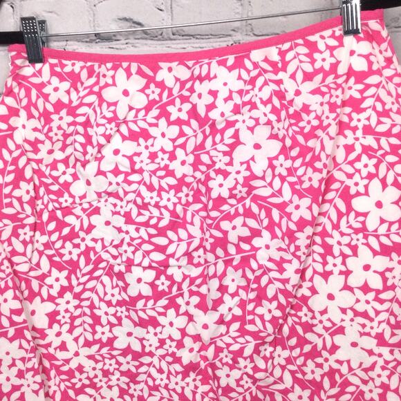L.L. Bean Women's Pink Floral Lightweight Above the Knee Cotton A-line Skirt 12 - Picture 2 of 11
